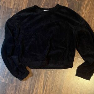 Garage Black Crewneck Velvet-Look Sweater